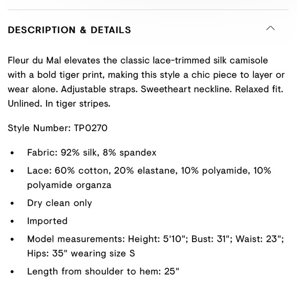 Fleur Du Mal Lace Trimmed Tiger Print Camisole - Picture 2 of 8